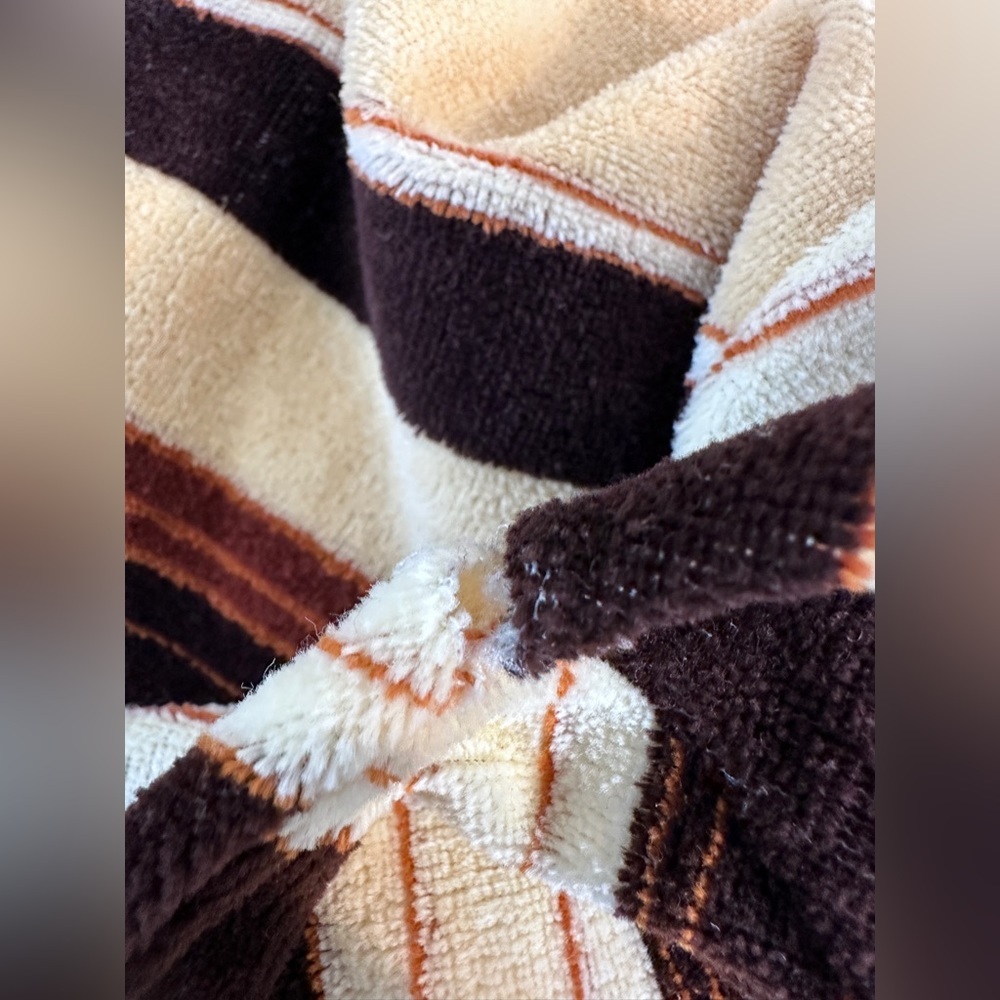 Campus Velour vintage longsleeve stripe polo various shades of brown size Medium - Picture 8 of 8